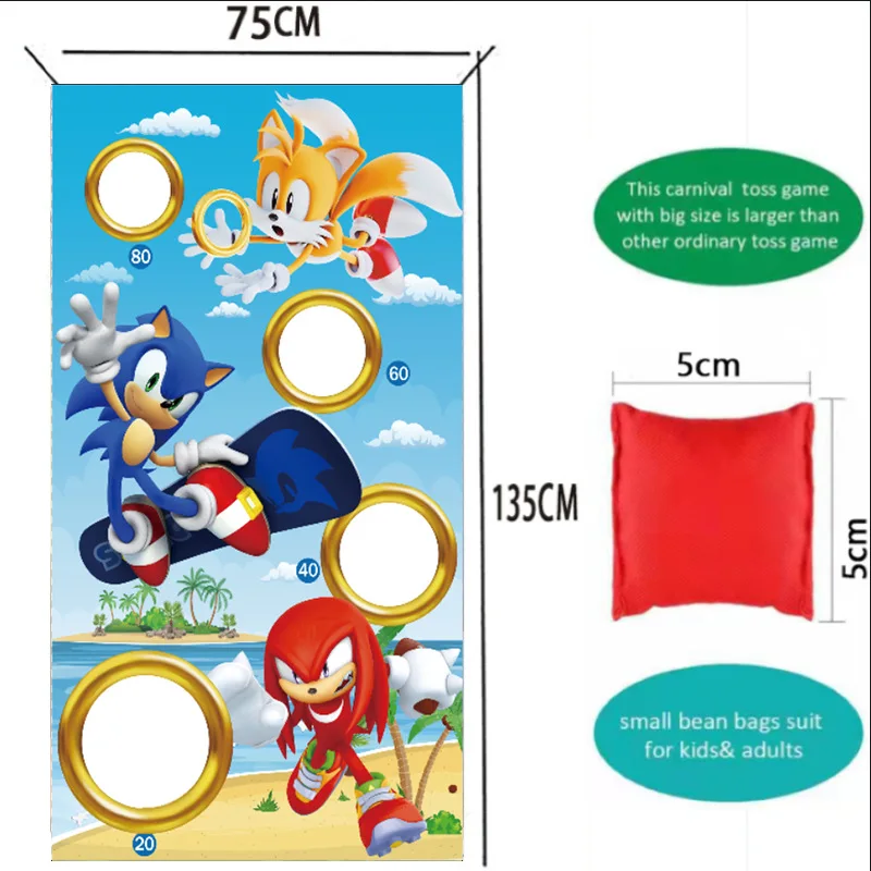 Cornhole Board Set - Oyun Sonic Temalı Parti Cornhole Seti